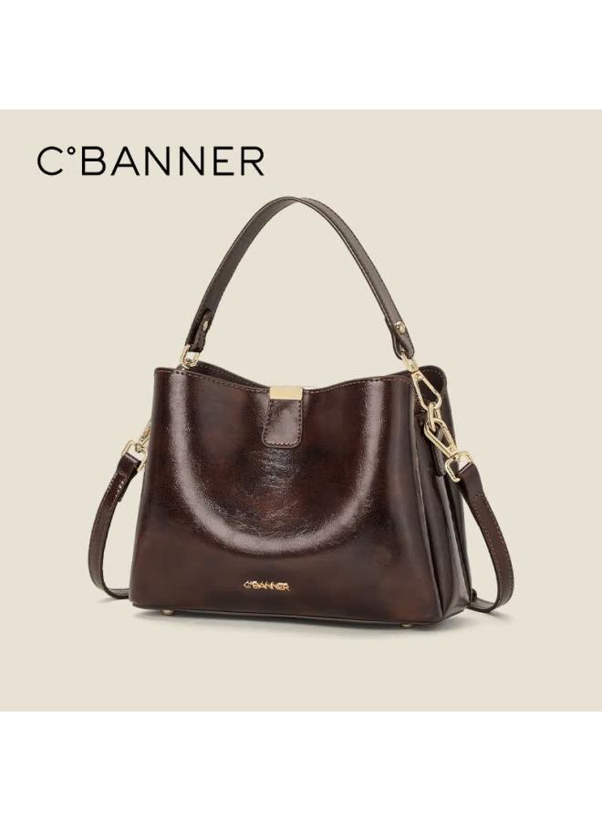 C.banner Leather Bucket Bag For Women Large Capacity Crossbody Shoulder Handbag Birthday New Year Gift For Girlfriend - Image 2