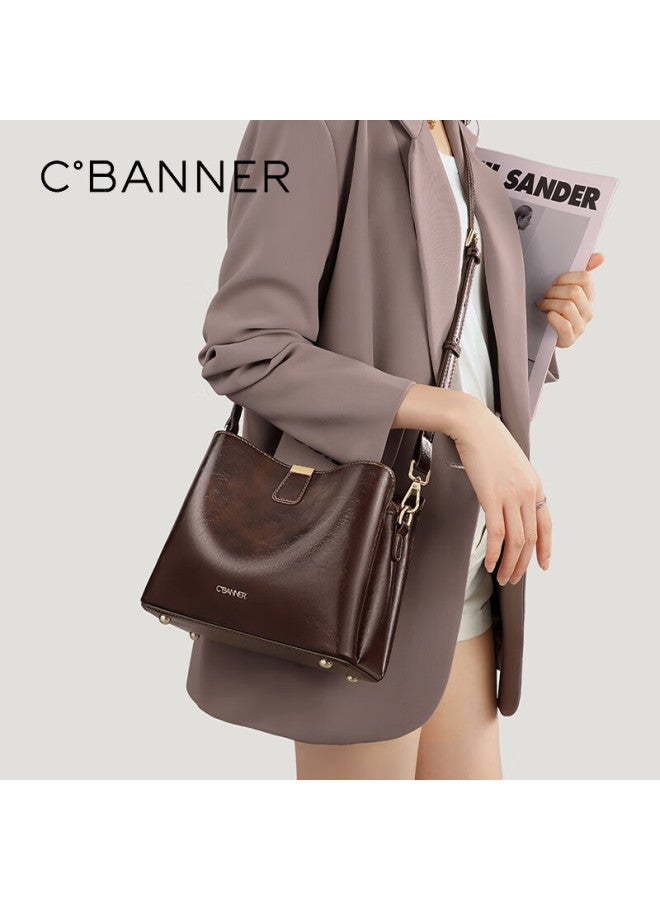 C.banner Leather Bucket Bag For Women Large Capacity Crossbody Shoulder Handbag Birthday New Year Gift For Girlfriend - Image 1