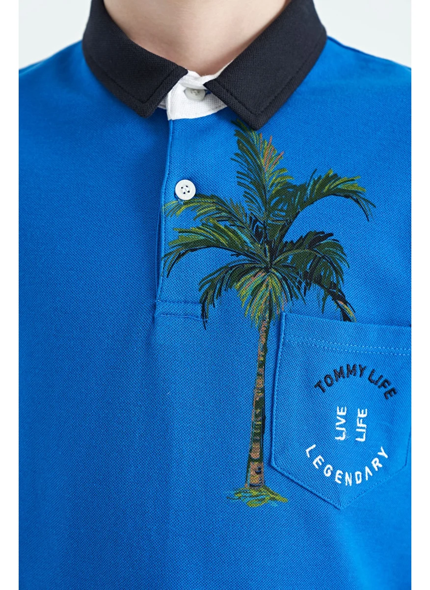 تومي لايف Saks Printed Pocket Detailed Standard Size Polo Collar Boy T-Shirt - 11144