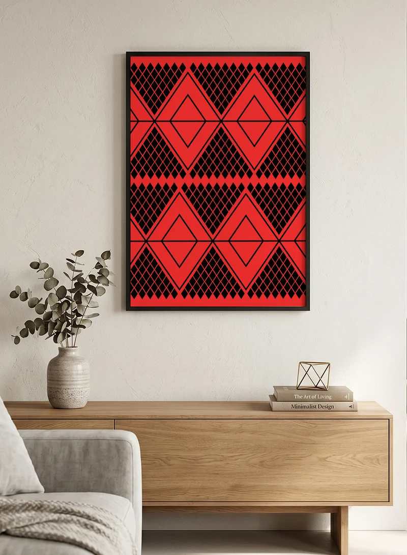 Lowha Canvas Wall Art Stretched Over Wooden Frame with Black Floating Frame and Colorful Pattern Pattern