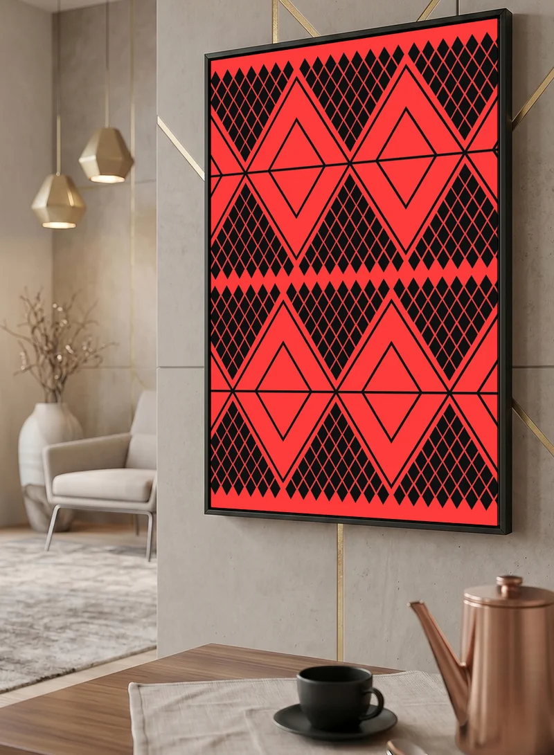 Lowha Canvas Wall Art Stretched Over Wooden Frame with Black Floating Frame and Colorful Pattern Pattern