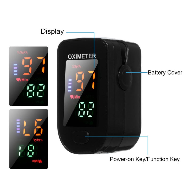 Pulse Oximeter: Black Portable Device, LED Display, Accurate Blood Oxygen & Heart Rate Monitor - One-Button Operation, Automatic Shutdown for Home Daily Use, Sports Care - Image 3