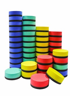 Y&D Round Whiteboard Eraser, Magnetic Dry Erase Erasers, Chalkboard Cleaner Wiper for Kids and Classroom Teacher Supplies, Home Office (48 Pack, Blue, Red, Green, Yellow)  - Image 1