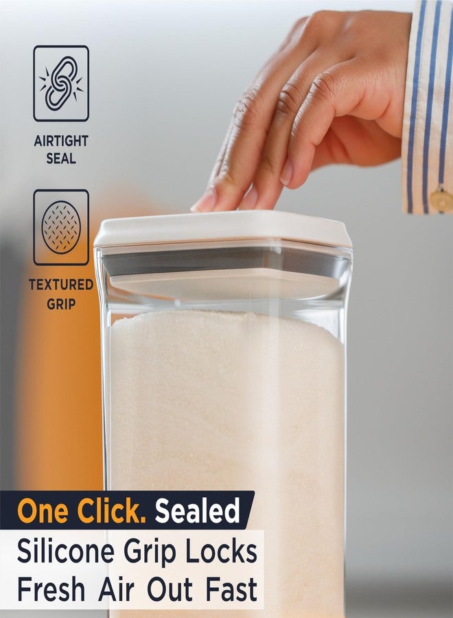 Deiss LUX Airtight Food Storage Containers with Lids - Pop Canisters Set for Pantry Organization, BPA-Free Stackable Kitchen Storage for Flour, Sugar, Cereal, Coffee | 2.1Qt, 0.95Qt, Measuring Cup - Image 5