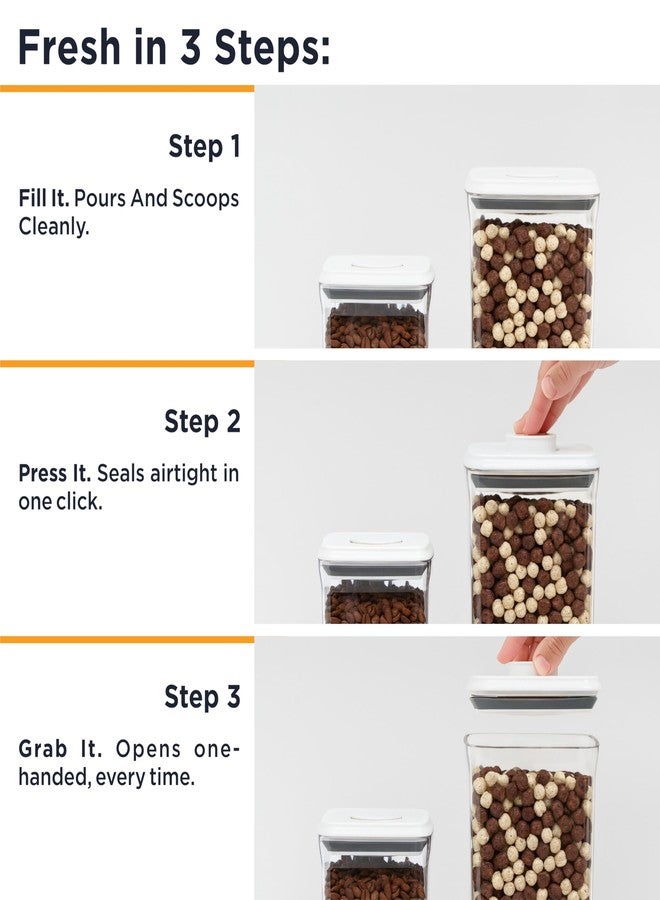 Deiss LUX Airtight Food Storage Containers with Lids - Pop Canisters Set for Pantry Organization, BPA-Free Stackable Kitchen Storage for Flour, Sugar, Cereal, Coffee | 2.1Qt, 0.95Qt, Measuring Cup - Image 3