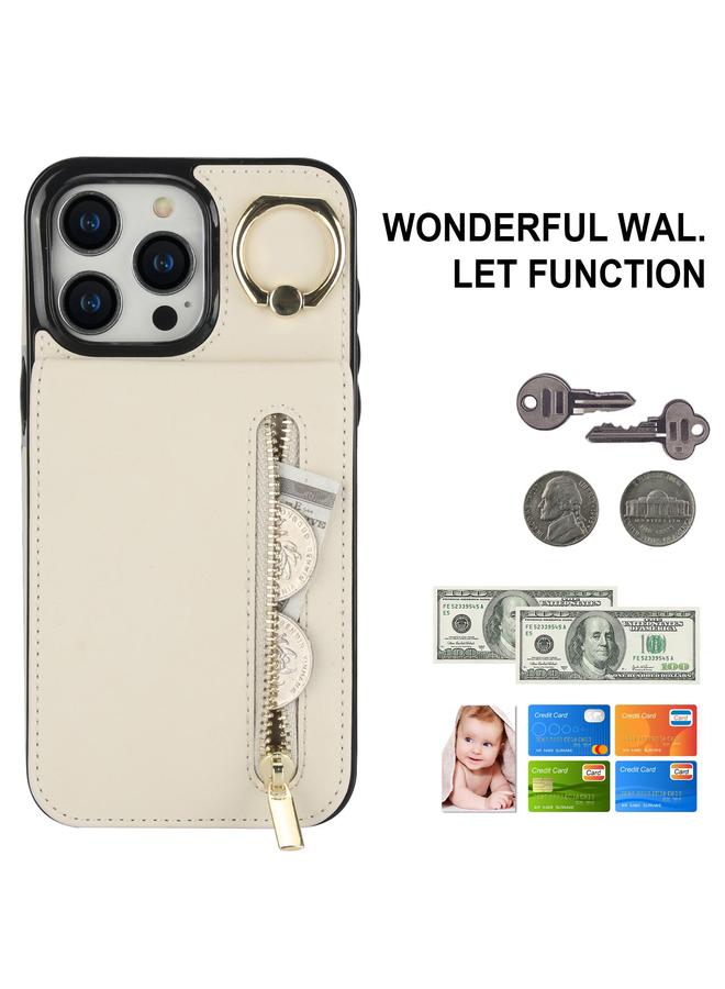 S-TOP Case For iPhone 15 Pro Retro Ring and Zipper RFID Card Slot Phone Case - Image 2