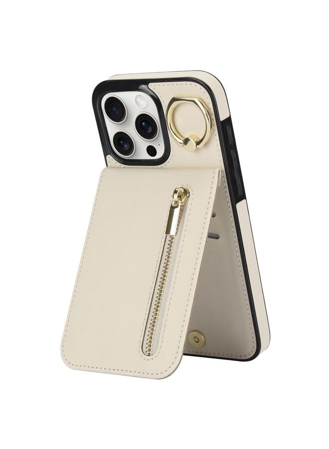 S-TOP Case For iPhone 15 Pro Retro Ring and Zipper RFID Card Slot Phone Case - Image 1