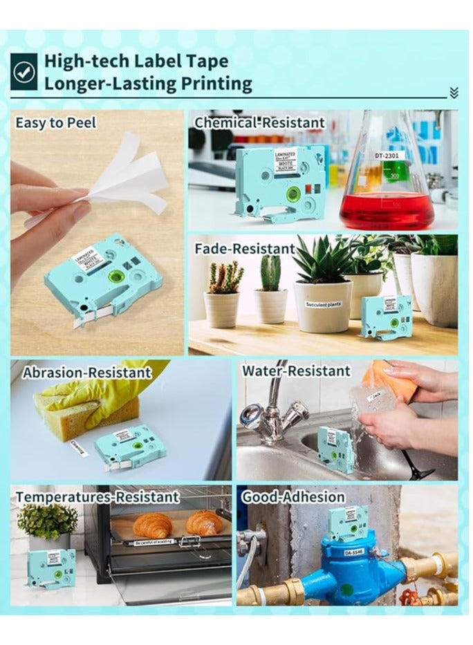 Terabyte 1-Pack 3B21 Compatible Label Roll Tape Replacement for TZ231 Laminated Label Maker Tape, for PT D200 D210 H100 1880 Vixic P3200 D210S, 12mm 0.47 Inch Black on White - Image 4