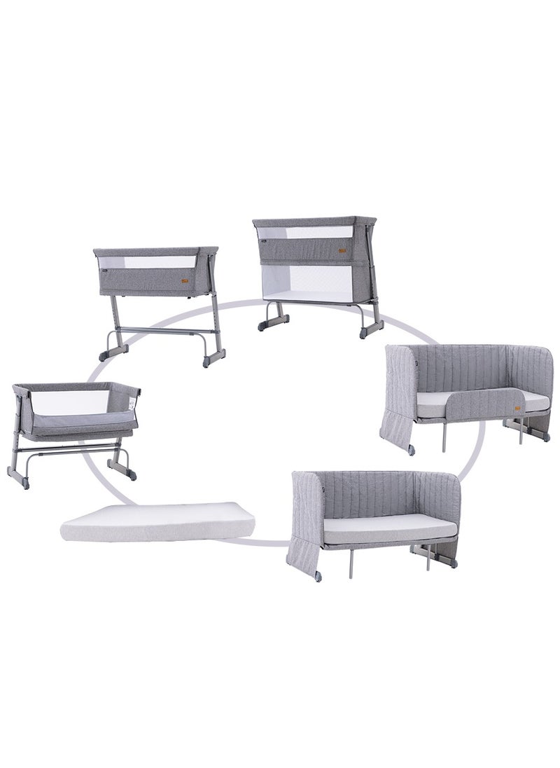 TEKNUM Teknum All In One, 0-4 Years Bedside Crib Cot & Sofa Expansion Pack - Grey  - Image 1
