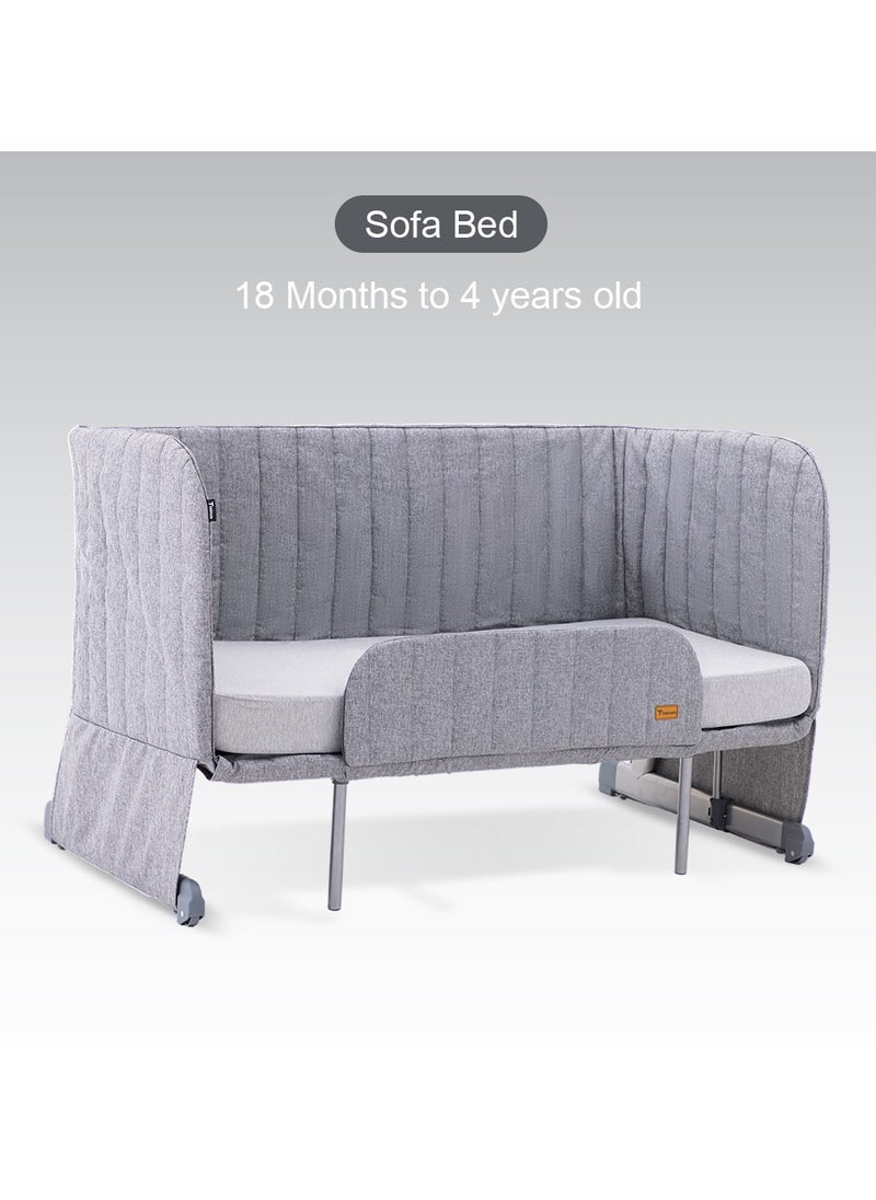 TEKNUM Teknum All In One, 0-4 Years Bedside Crib Cot & Sofa Expansion Pack - Grey  - Image 5