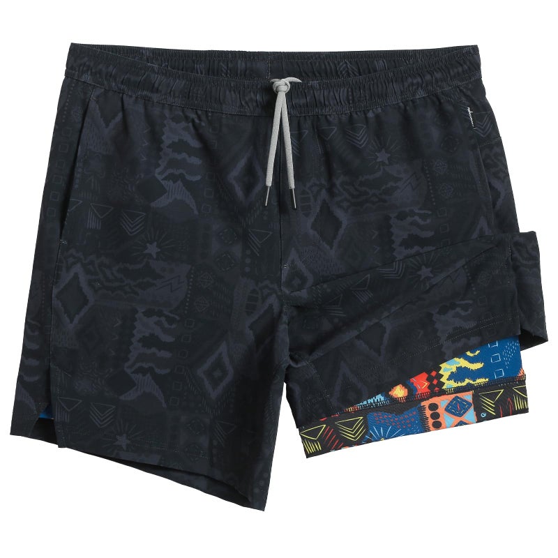 maamgic Gym Shorts for Men 7 inch Inseam with Liner Stretch 2 in 1 Workout Shorts Men Quick Dry Athletic Running Shorts Totem Black Large - Image 1
