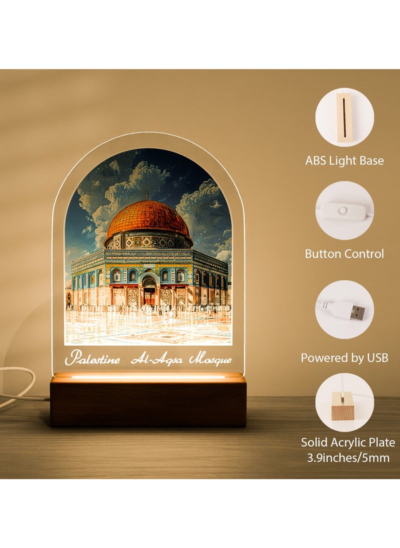 GALADUNE LED Acrylic Night Light, Dome of the Rock, suitable for Ramadan and Islamic celebrations, home decoration, cafe decoration, night lighting  - Image 3