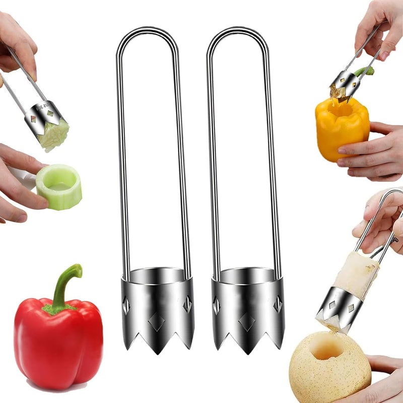 Ling Chuang 2 PCS Red Bell Pepper Seed Corer-Multifunctional Fruit And Vegetable Core Remover,Kitchen Gadgets for Pepper, Pineapple, Pear (silvery) - Image 1