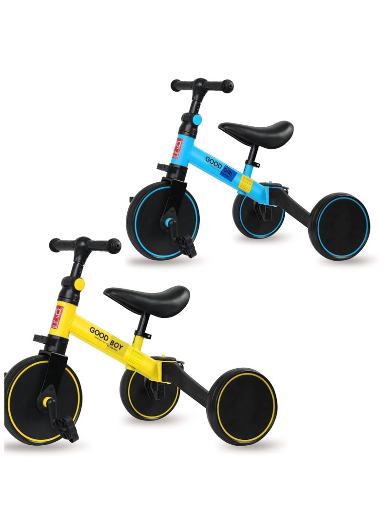 جود بوي دراجة توازن ثلاثية العجلات للأطفال من قطعتين (1-5 سنوات) - مقعد قابل للتعديل، لعبة ركوب داخلية وخارجية - هدية مثالية لعيد الميلاد الأول للأولاد والبنات - Image 1