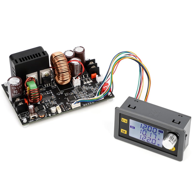 DROK CNC DC Buck Converter with Meter, 6-70V to 0-60V 20A 1200W, DC 5V 9V 12V 24V 36V 48V 60V Fixed Output Voltage, Adjustable Power Supply Voltage Regulator Step Down Module - Image 1