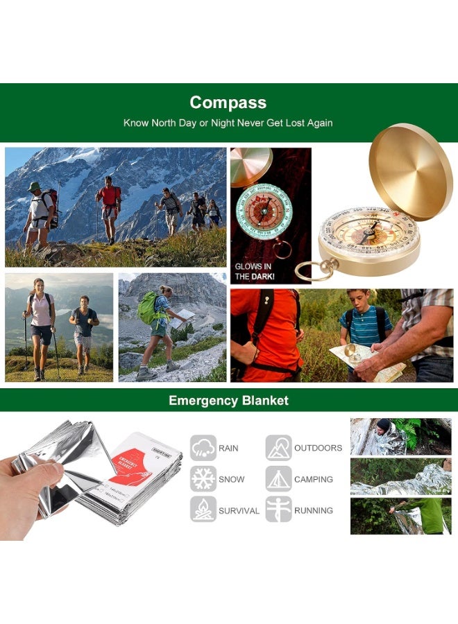 بينغ جنرال حزمة إنقاذ احترافية في حالات الطوارئ، معدات الطوارئ 35 في 1 مع مصباح يدوي تكتيكي - Image 5