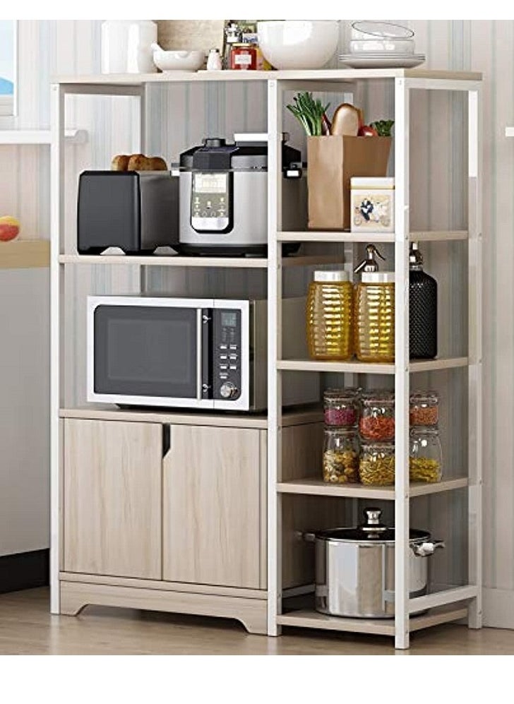 AGD 4-Tier Kitchen Rack with Storage Cabinet Multi Function Microwave Oven Stand Spice Holder Save Space Organizer Shelf for Utensils Vegetable Fruit  - Image 1