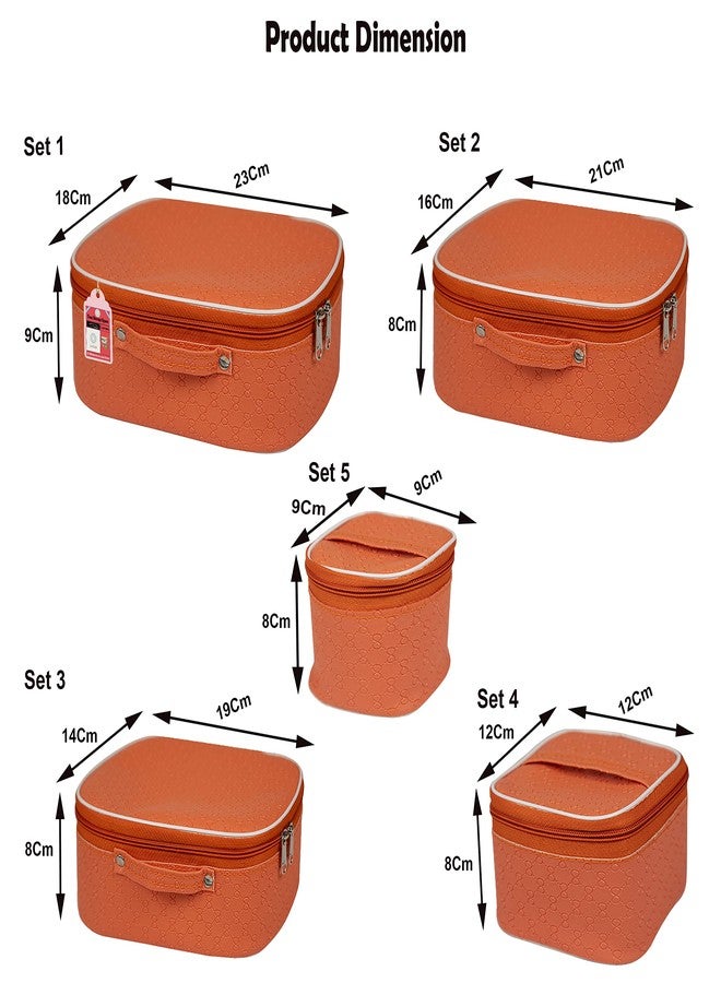 LUCES Fabric Makeup Storage Box Travelling Vanity Cosmetic Toiletry Bag Necklace Wardrobe Organizer Jewellery Pouch for Women (Peach) - Image 4