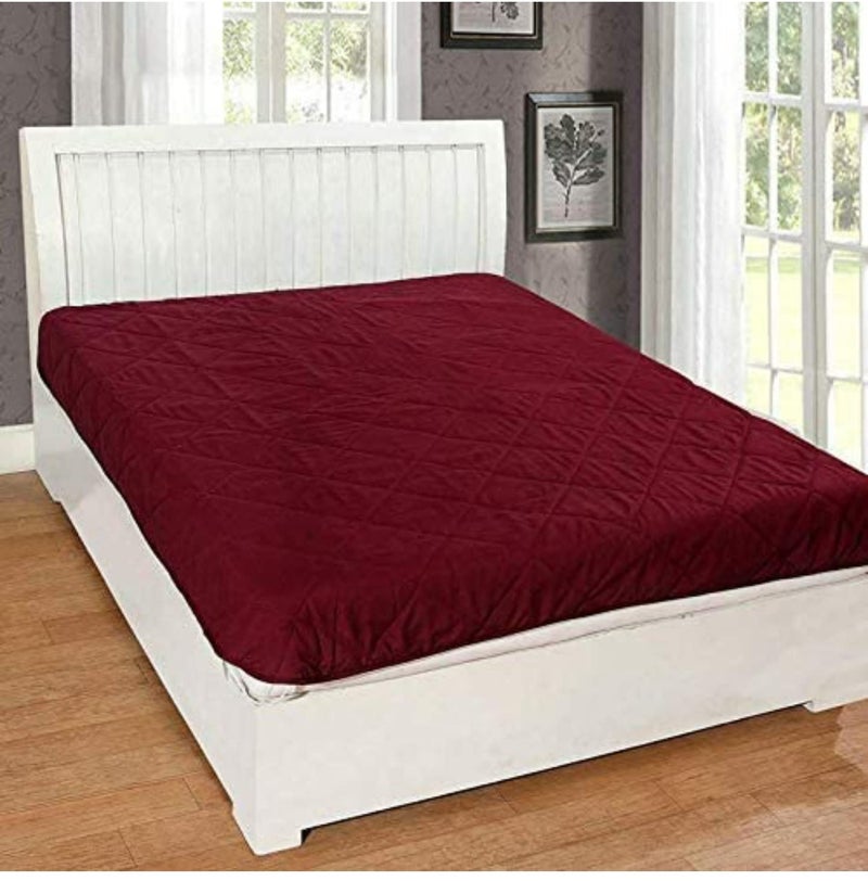 Blizz Mont Microfiber Double Bed Water Proof and Dust Proof King Size Mattress Protector (72 x 72 inch, Maroon) - Image 1