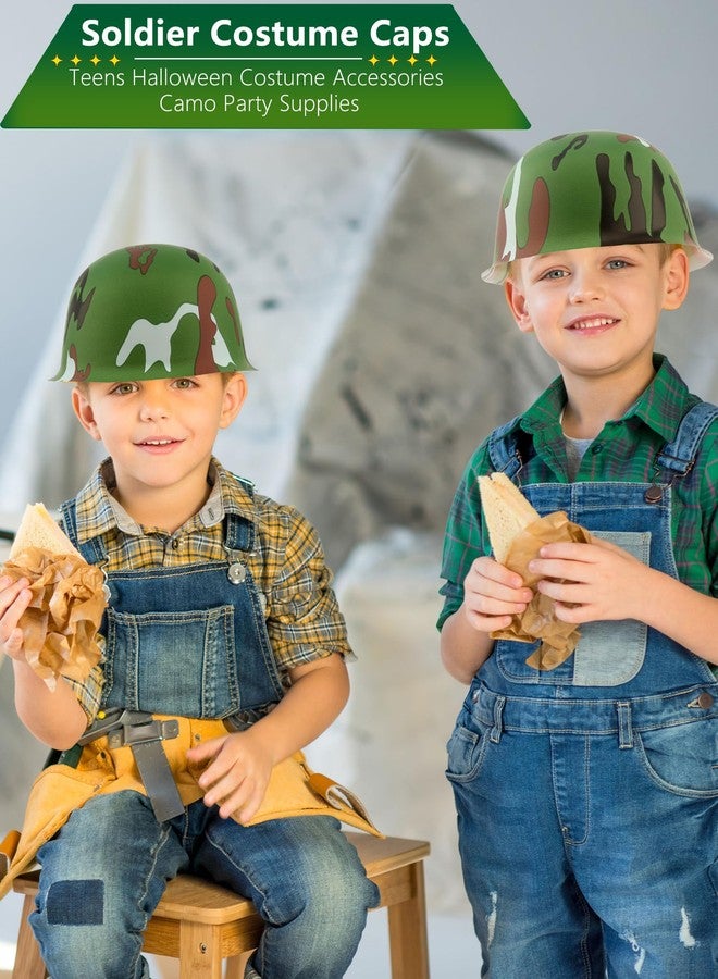 Cotiny 48 Pack Kids Army Helmets Plastic Camouflage Hats Soldier Costume Caps for Children Halloween Costume Accessories Camo Party Supplies - Image 4