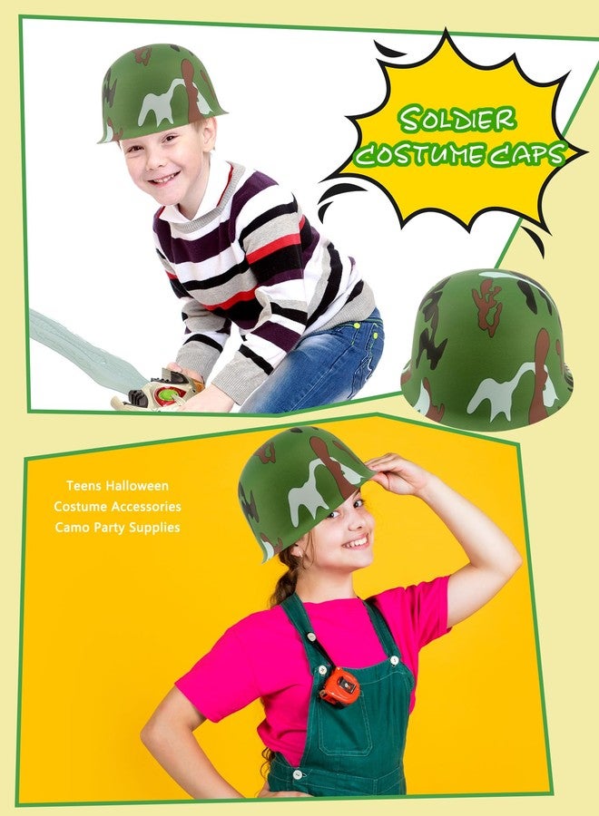 Cotiny 48 Pack Kids Army Helmets Plastic Camouflage Hats Soldier Costume Caps for Children Halloween Costume Accessories Camo Party Supplies - Image 5