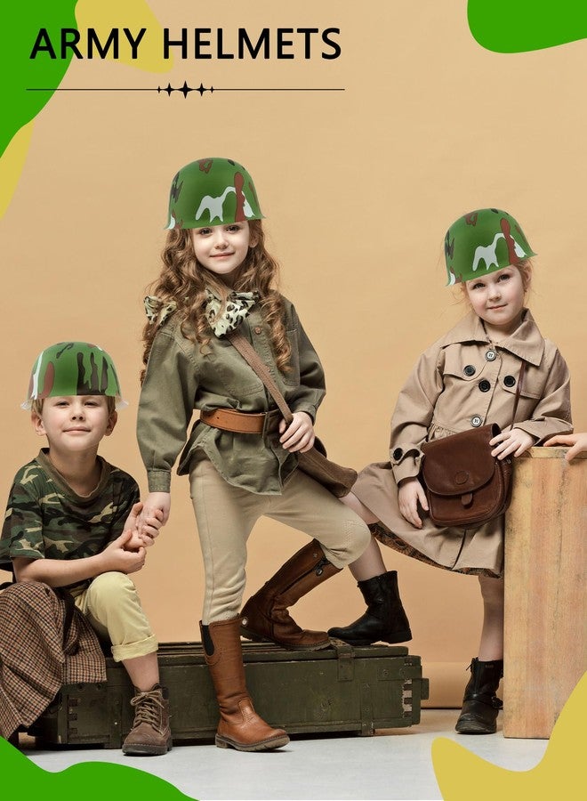 Cotiny 48 Pack Kids Army Helmets Plastic Camouflage Hats Soldier Costume Caps for Children Halloween Costume Accessories Camo Party Supplies - Image 3