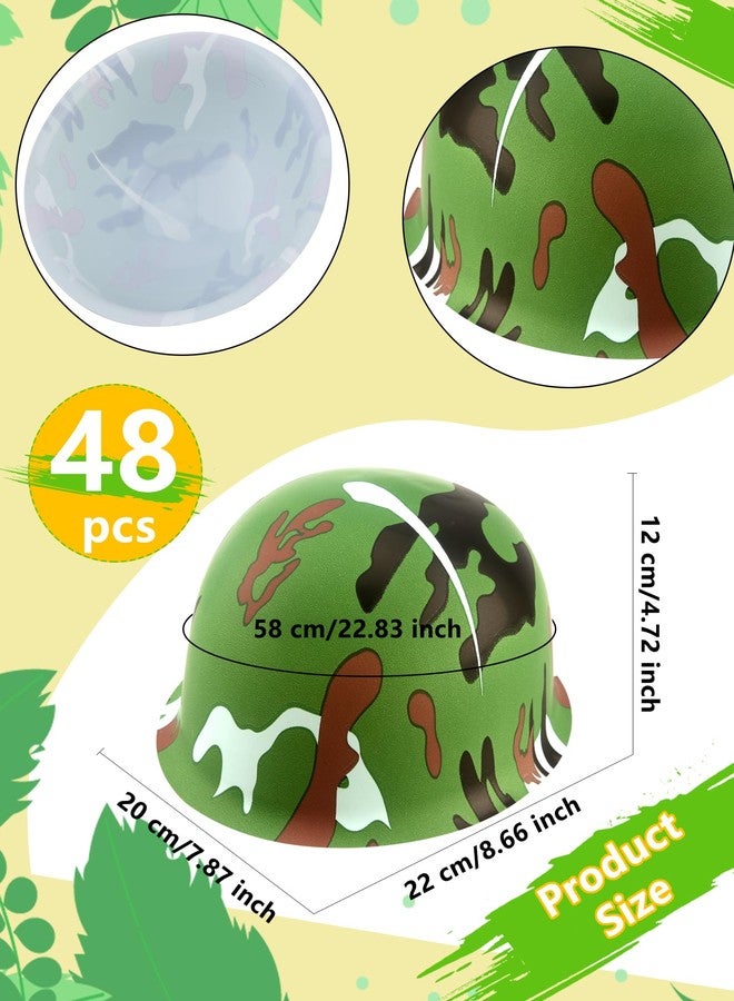 Cotiny 48 Pack Kids Army Helmets Plastic Camouflage Hats Soldier Costume Caps for Children Halloween Costume Accessories Camo Party Supplies - Image 2