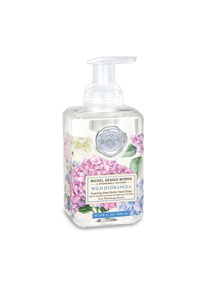 Michel Design Works - Michel Design Works Foaming Hand Soap 17.8oz, Hydrangea Scent and Design, Shea Butter and Aloe Vera Blend, Beautiful Square Container with Pump - Image 1