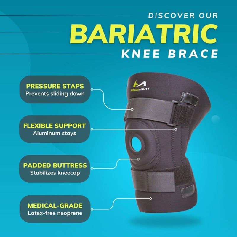 BraceAbility Bariatric Knee Brace for Large Legs - Plus Size Knee Brace with Side Stabilizers for Big Men or Women, Arthritis, Patellar Tendonitis, Obese Chondromalacia Pain, Instability (3XL) - Image 3
