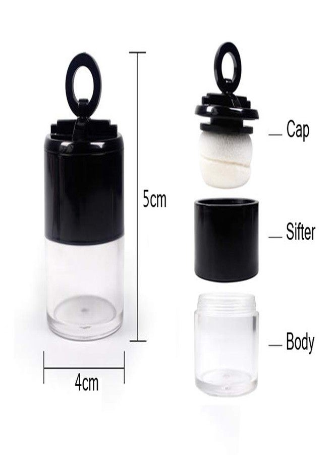 XINGZI 2Pcs 10g/0.34oz Black Mini Empty Refillable Loose Powder Box with Powder Puff Cap and Sifter DIY Cosmetic Foundation Powder Case Blusher Finishing Powder Jar Container for Makeup - Image 2