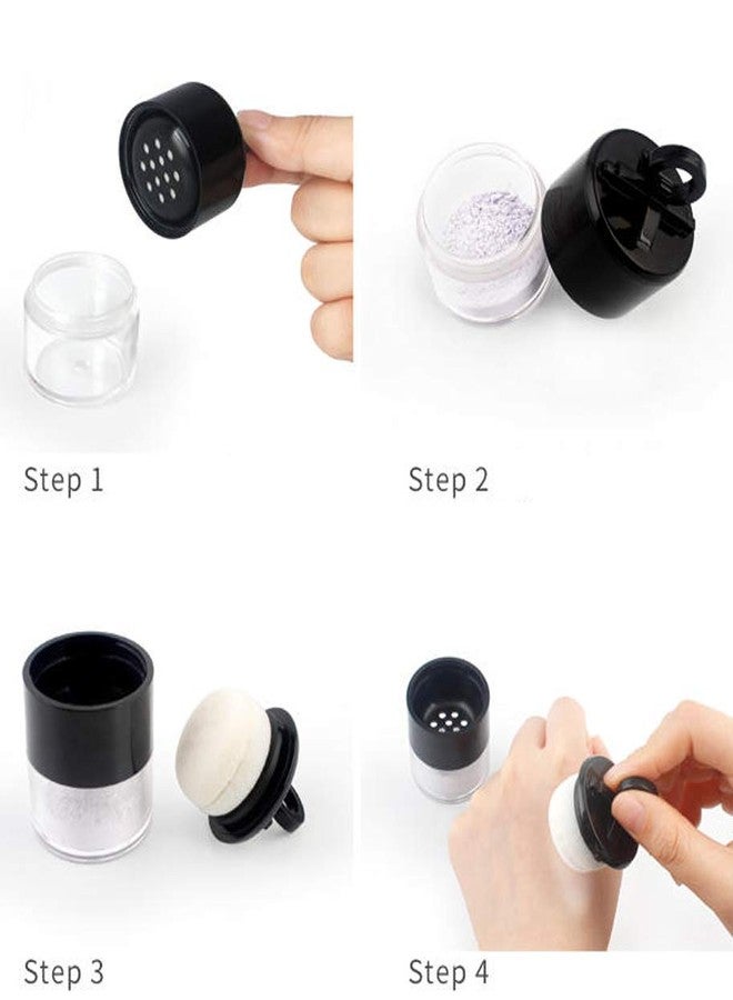 XINGZI 2Pcs 10g/0.34oz Black Mini Empty Refillable Loose Powder Box with Powder Puff Cap and Sifter DIY Cosmetic Foundation Powder Case Blusher Finishing Powder Jar Container for Makeup - Image 3