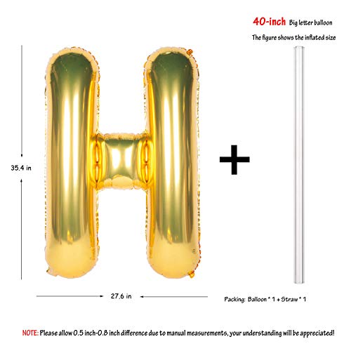 CHANGZHONG Letter Balloons 40 Inch Giant Jumbo Helium Foil Mylar for Party Decorations Gold H - Image 5