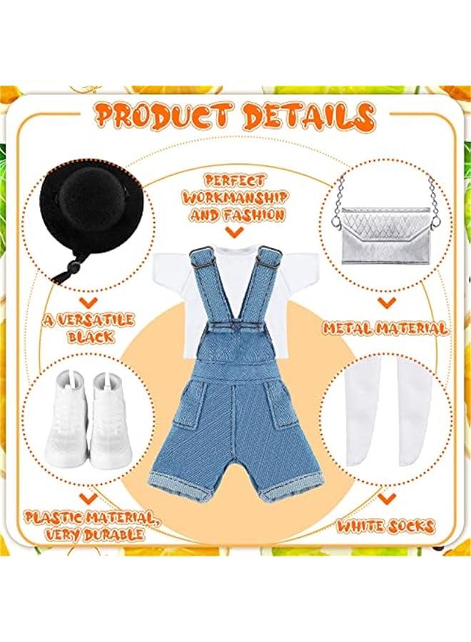 Doll Clothes 12 Inch Doll Accessories Casual Wear Clothes Outfits with Shoes Socks Hat Bag Top Jumpsuit Set Gift(Light)  - Image 5