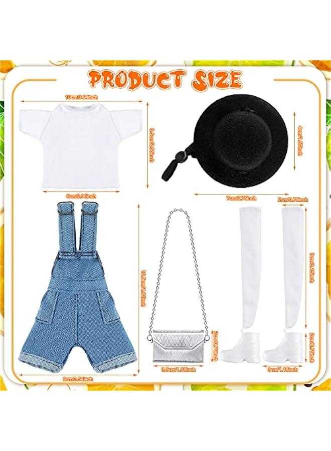 Doll Clothes 12 Inch Doll Accessories Casual Wear Clothes Outfits with Shoes Socks Hat Bag Top Jumpsuit Set Gift(Light)  - Image 3