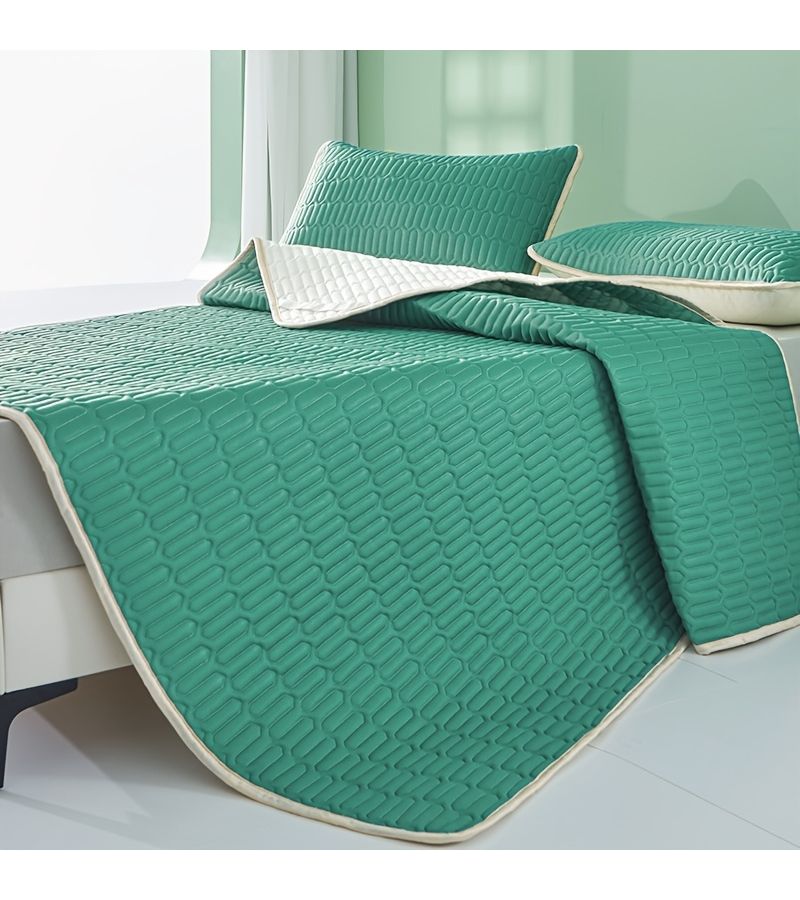 1pc Solid Color Dark Blue Latex Cooling Mat Breathable Non Slip Summer Cooling Pad Soft Foldable Machine Washable Bed Sheet For Sofa Bedroom No Pillowcase Size 47.24x78.74 Inch - Image 5