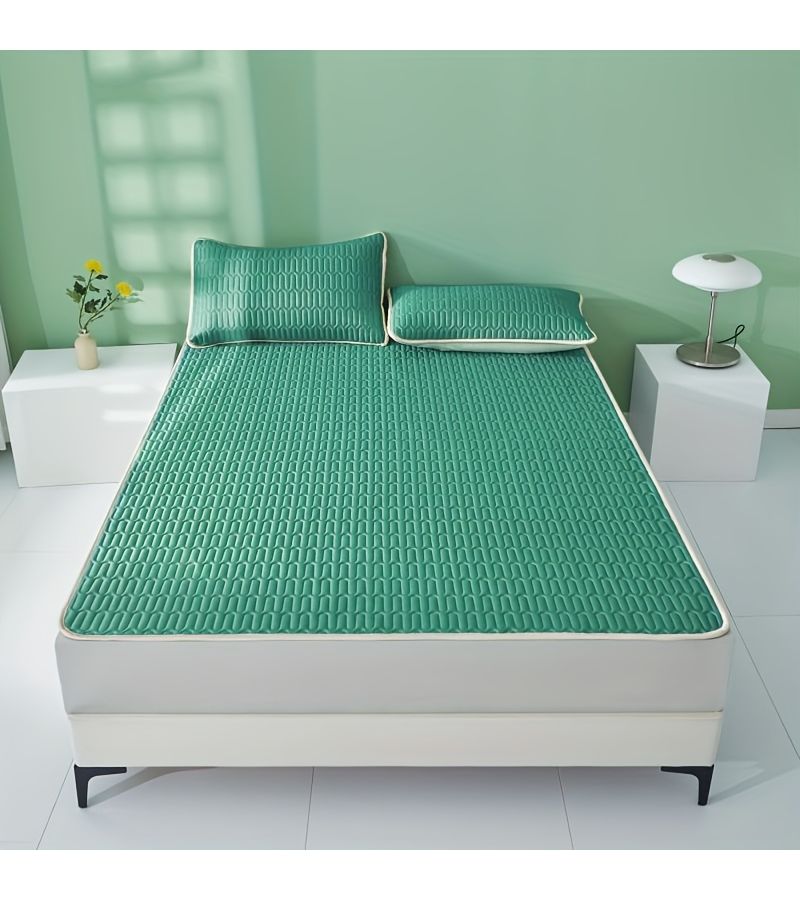 1pc Solid Color Dark Blue Latex Cooling Mat Breathable Non Slip Summer Cooling Pad Soft Foldable Machine Washable Bed Sheet For Sofa Bedroom No Pillowcase Size 47.24x78.74 Inch - Image 2