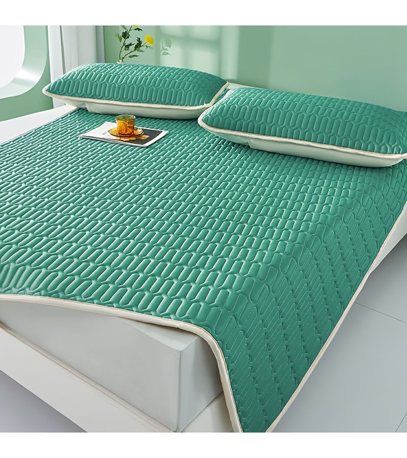 1pc Solid Color Dark Blue Latex Cooling Mat Breathable Non Slip Summer Cooling Pad Soft Foldable Machine Washable Bed Sheet For Sofa Bedroom No Pillowcase Size 47.24x78.74 Inch - Image 3