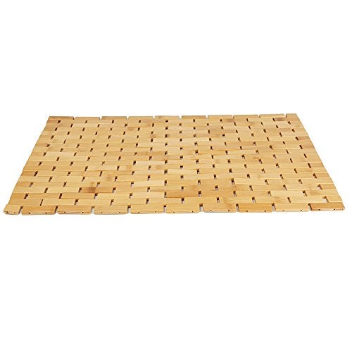 Mind Reader Bath Mat, Shower Mat, Bathtub Mat, Bathroom Accessory, Wood, Rayon from Bamboo, 23.5"L x 16.5"W x 0.4"H, Brown - Image 1