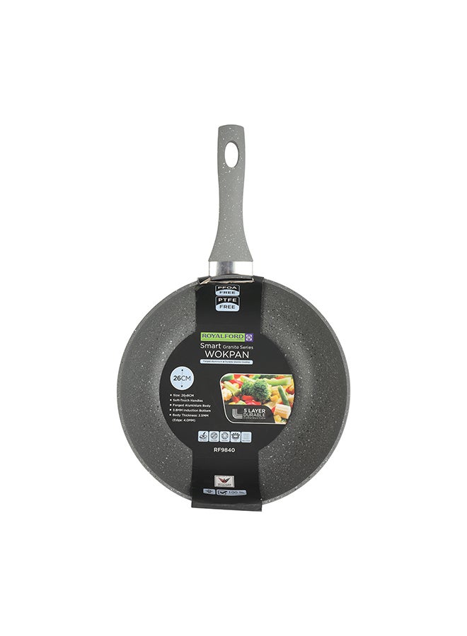 Royalford Forged Aluminum Wok Pan Grey 26cmcm - Image 2