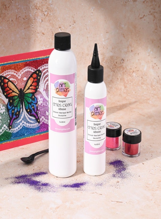 آرت جليتر مجموعة غراء Art Institute Glitter Designer Dries Clear، عبوة إعادة تعبئة 8 أونصة وزجاجة 4 أونصة - مجموعة لاصقة احترافية متعددة الأسطح - Image 5