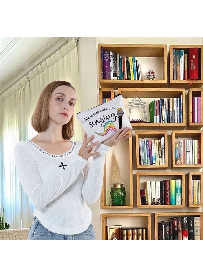 LEVLO Singing Cosmetic Make Up Bag Music Lover Gift Life Is Better When I'm Singing Makeup Zipper Pouch Bag For Women Girls (When I'm Singing Black) - Image 5