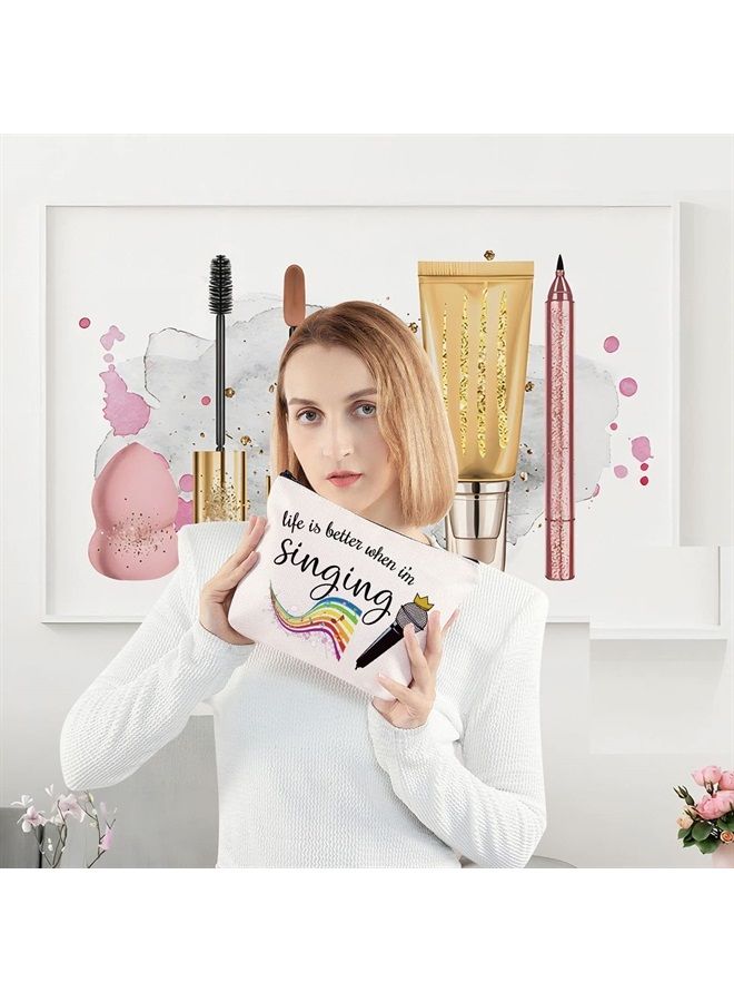 LEVLO Singing Cosmetic Make Up Bag Music Lover Gift Life Is Better When I'm Singing Makeup Zipper Pouch Bag For Women Girls (When I'm Singing Black) - Image 2