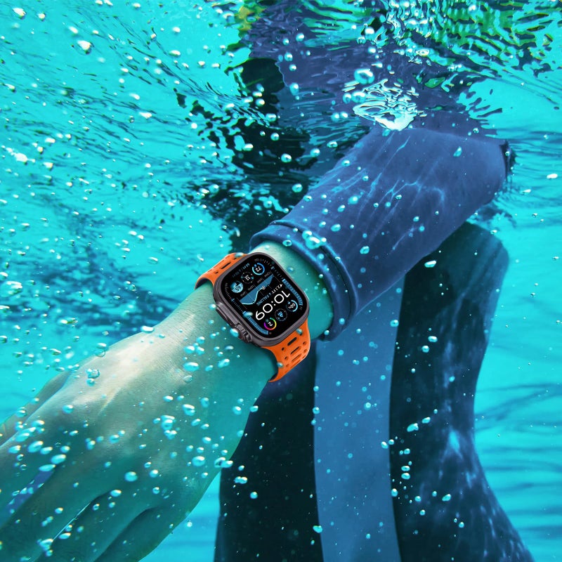 ZZDZZ Compatible with Apple Watch Band 49mm 46mm 45mm 44mm 42mm 41mm 40mm 38mm, Magnetic Silicone Sport Breathable Strap for iWatch Ultra 3/2/1 SE3 Series 11 10 9 8 7-1 (49/46/45/44/42, OR/Midnight) - Image 5