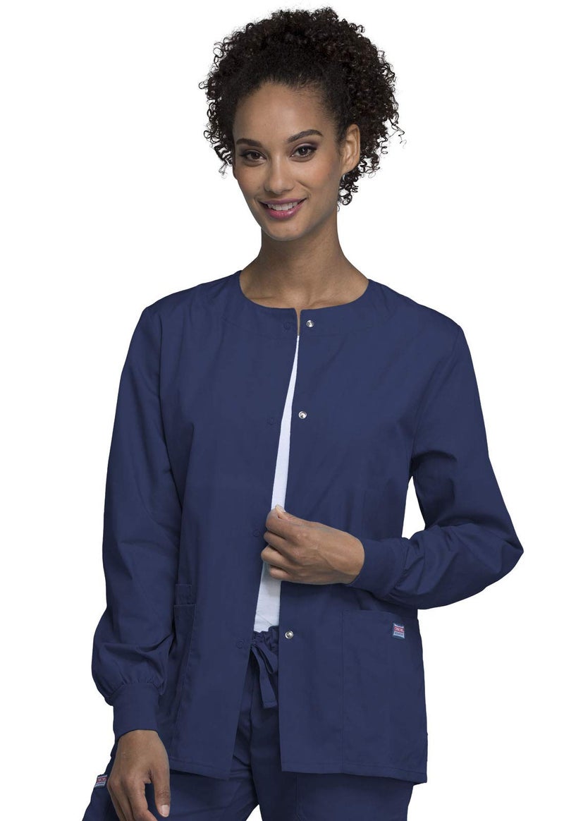 Cherokee Women's Snap Front Warm Up Jacket, Navy, X-Large - Image 2
