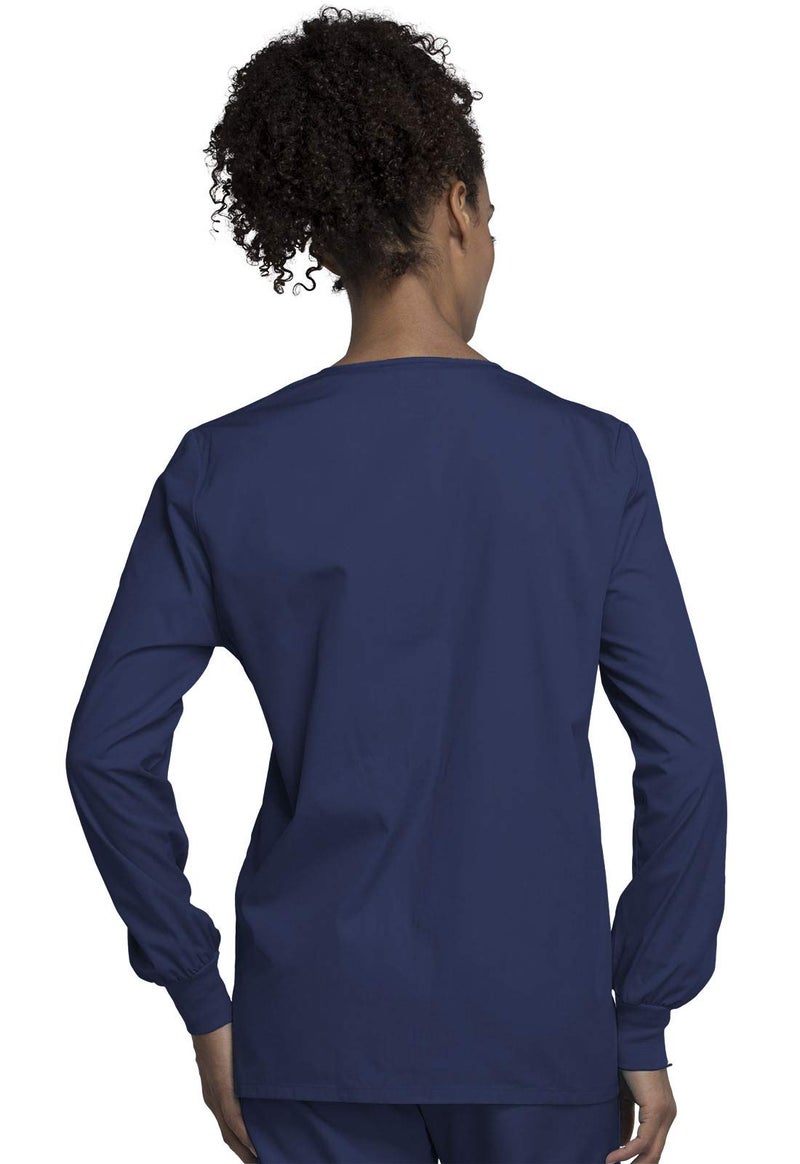 Cherokee Women's Snap Front Warm Up Jacket, Navy, X-Large - Image 4