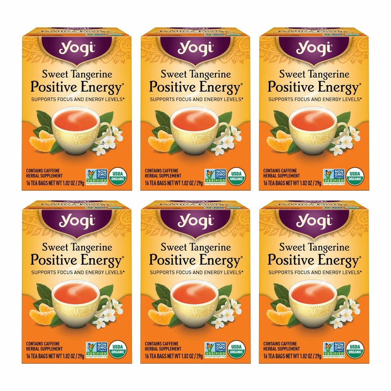 Yogi Sweet Tangerine Positive Energy Tea  16 Tea Bags per Pack 6 Packs  Organic Tangerine Energy Tea  Includes Black Tea Leaf Yerba Mate Leaf Ashwagandha Root  More - Image 3