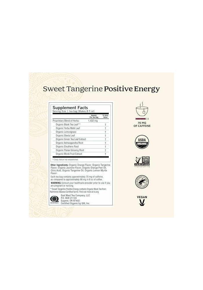 Yogi Sweet Tangerine Positive Energy Tea  16 Tea Bags per Pack 6 Packs  Organic Tangerine Energy Tea  Includes Black Tea Leaf Yerba Mate Leaf Ashwagandha Root  More - Image 5