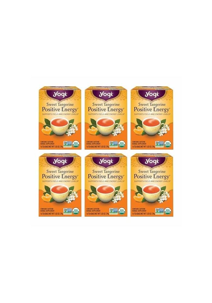 Yogi Sweet Tangerine Positive Energy Tea  16 Tea Bags per Pack 6 Packs  Organic Tangerine Energy Tea  Includes Black Tea Leaf Yerba Mate Leaf Ashwagandha Root  More - Image 1