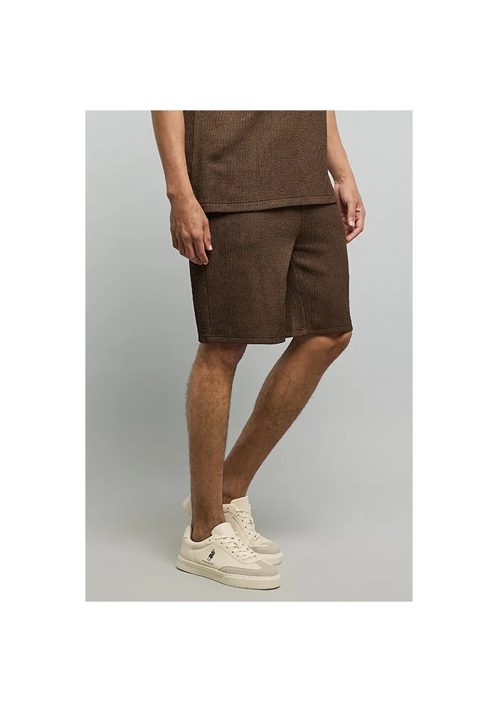R&b Textured Shorts with Drawstring Waist