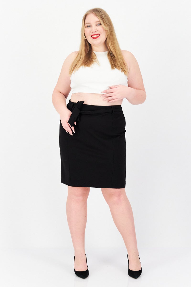 Bar III Women Plus Size Solid Mini Skirt, Black - Image 4